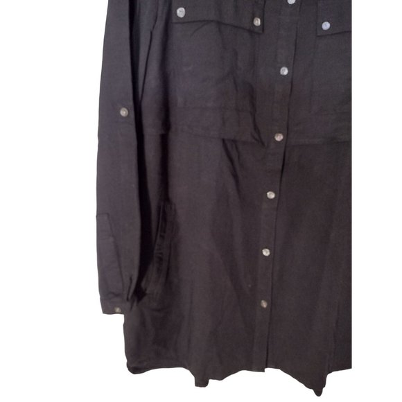 Collarless LL Bean‎ Signature Collection Women's Size 12 Black Button Up Shirt - Picture 4 of 8